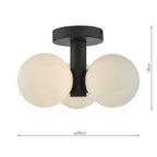 Blake Bathroom 3 Light Semi Flush Matt Black Opal Glass
