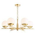 Bombazine 6 Light Pendant Natural Brass and Opal Glass