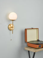 Bombazine Wall Light Natural Brass Opal Glass