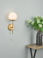 Bombazine Wall Light Natural Brass Opal Glass