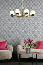 Bombazine 8 Light Pendant Natural Brass Opal Glass