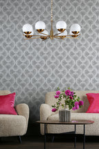 Bombazine 8 Light Pendant Natural Brass Opal Glass