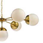 Bombazine 7 Light Pendant Natural Brass & White Opal Glass