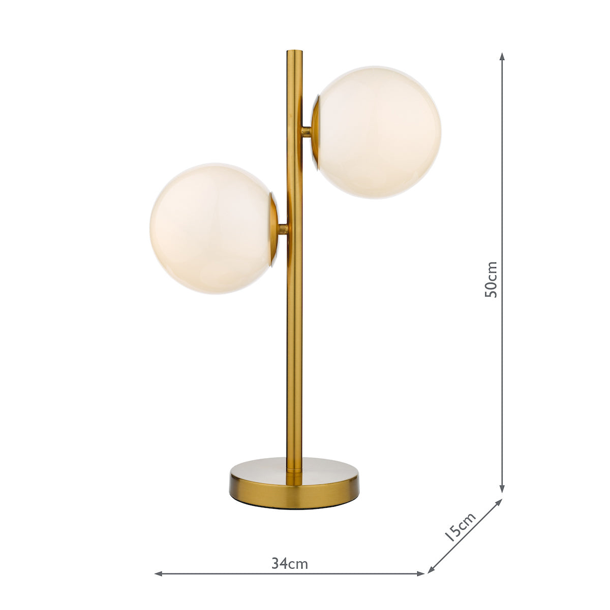 Bombazine 2 Light Table Lamps Natural Brass Opal Glass