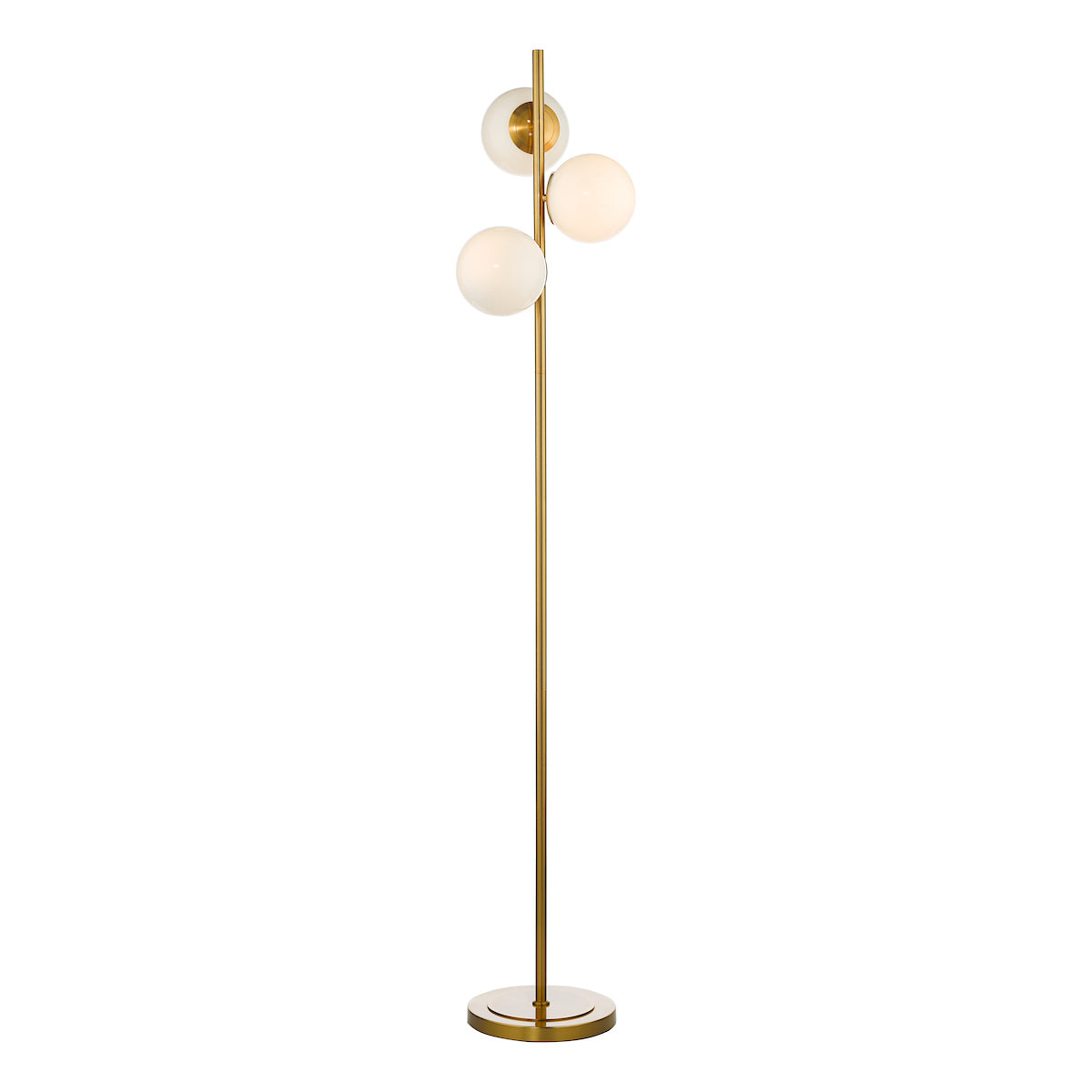 Bombazine 3 Light Floor Lamps Natural Brass Opal Glass