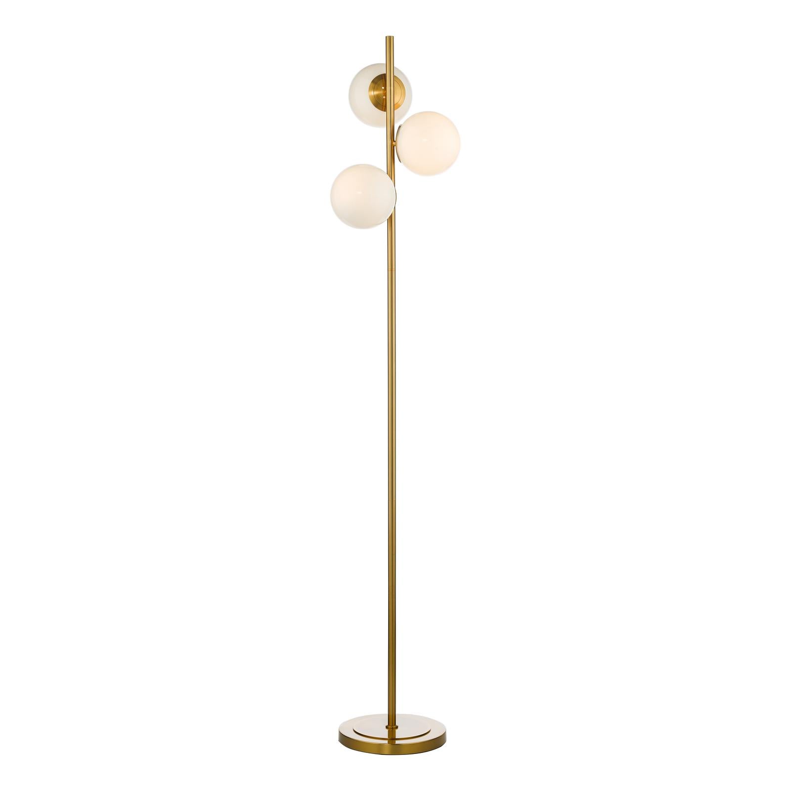 Bombazine 3 Light Floor Lamps Natural Brass Opal Glass