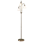 Boston 3 Light Floor Lamps Antique Brass Opaque Glass
