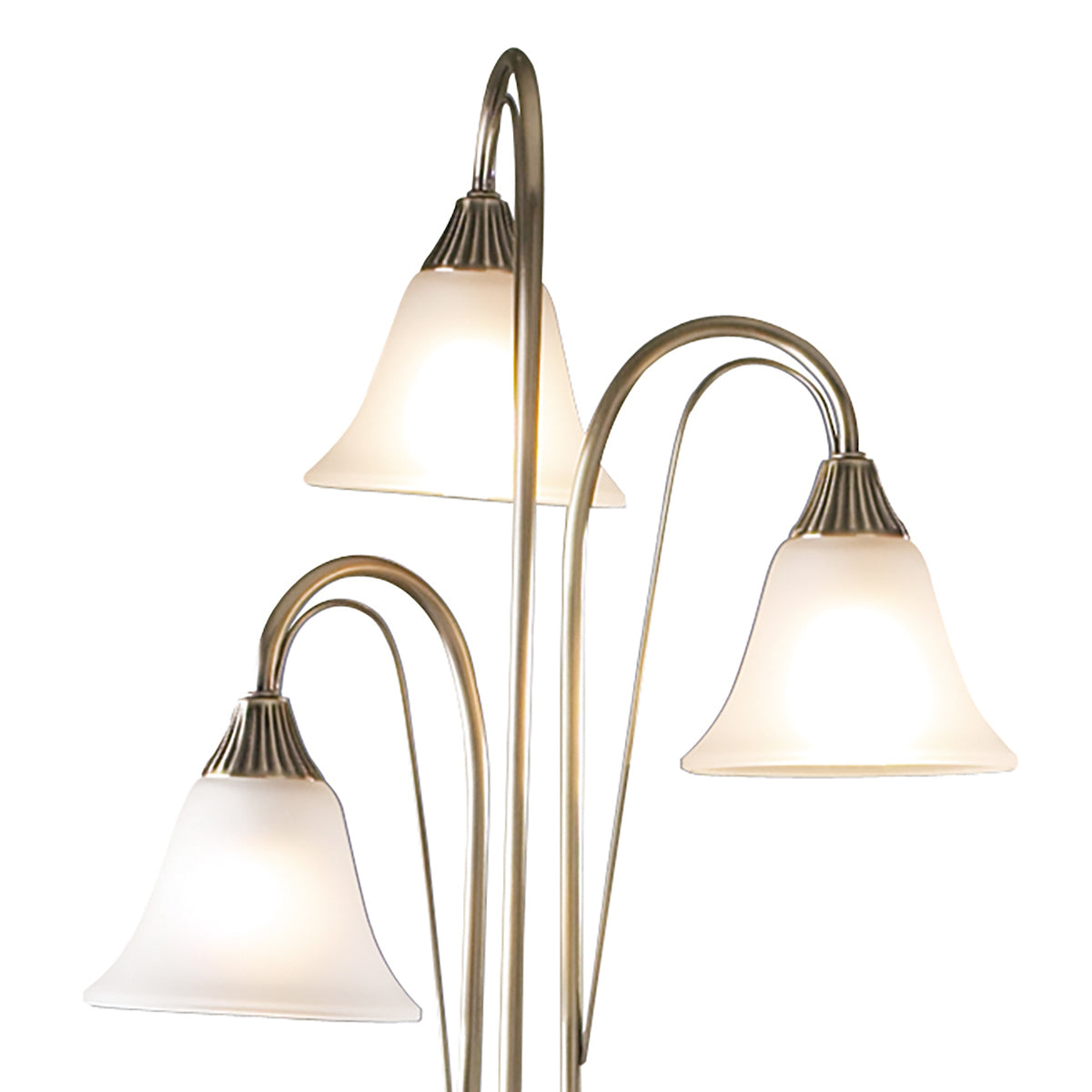 Boston 3 Light Floor Lamps Antique Brass Opaque Glass