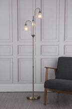Boston 3 Light Floor Lamps Antique Brass Opaque Glass
