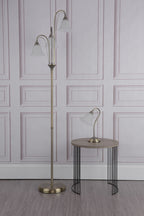 Boston 3 Light Floor Lamps Antique Brass Opaque Glass