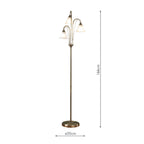 Boston 3 Light Floor Lamps Antique Brass Opaque Glass