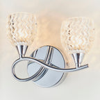 Boyer 2-Light Wall Sconce: Chrome & Curved Arms (Cut Glass Shades)