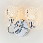 Boyer 2-Light Wall Sconce: Chrome & Curved Arms (Cut Glass Shades)