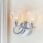Boyer 2-Light Wall Sconce: Chrome & Curved Arms (Cut Glass Shades)