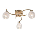 Boyer 3-Light Semi-Flush Mount: Antique Brass & Curved Arms (Cut Glass Shades)
