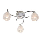 Boyer 3-Light Semi-Flush Mount: Chrome & Curved Arms (Cut Glass Shades)