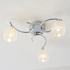 Boyer 3-Light Semi-Flush Mount: Chrome & Curved Arms (Cut Glass Shades)