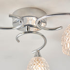 Boyer 3-Light Semi-Flush Mount: Chrome & Curved Arms (Cut Glass Shades)