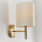 Brio 1-Light Wall Sconce: Antique Brass & Cream Faux Silk (Dimmable)