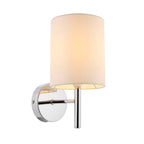 Brio 1-Light Wall Sconce: Polished Chrome & Off-White Faux Silk (Dimmable)