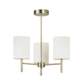 Brio 3-Light Semi-Flush Mount: Antique Brass & Cream Faux Silk (Dimmable)