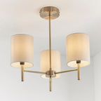 Brio 3-Light Semi-Flush Mount: Antique Brass & Cream Faux Silk (Dimmable)