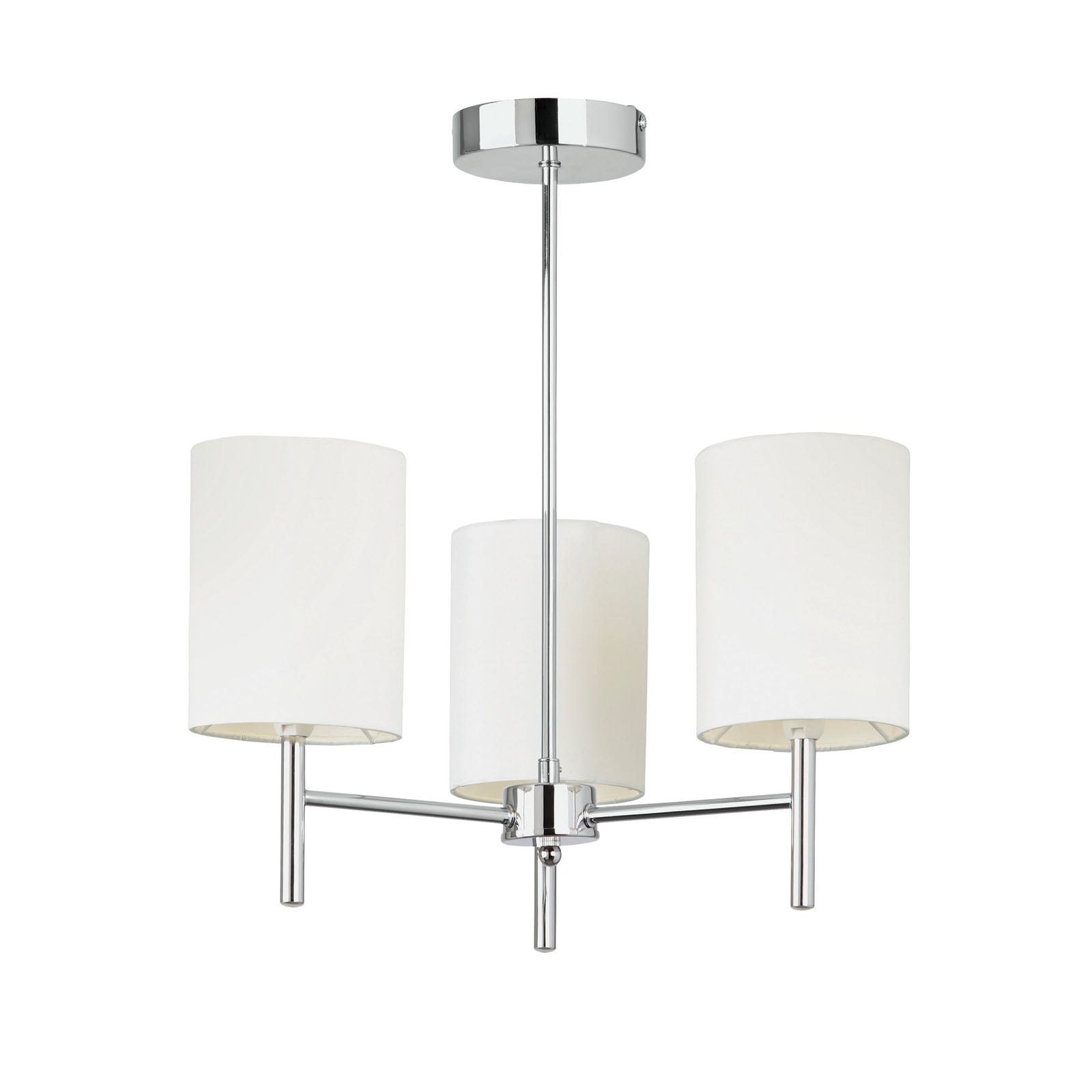 Brio 3-Light Semi-Flush Mount: Chrome & Faux Silk Shades (Dimmable)
