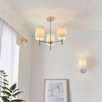 Brio 3-Light Semi-Flush Mount: Chrome & Faux Silk Shades (Dimmable)
