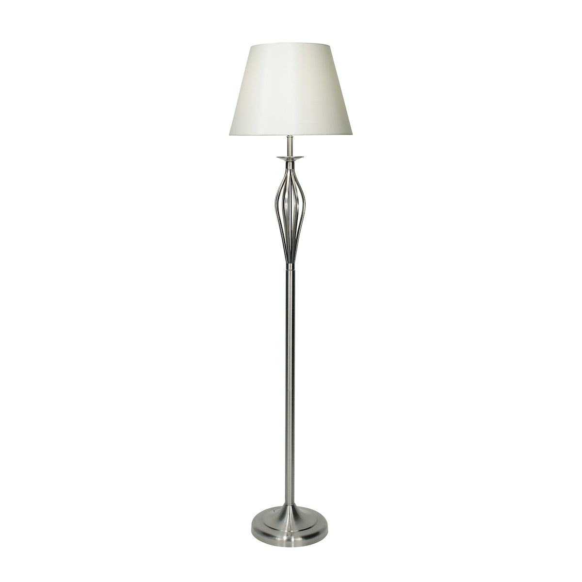 Bybliss Floor Lamp Satin Chrome With Shade