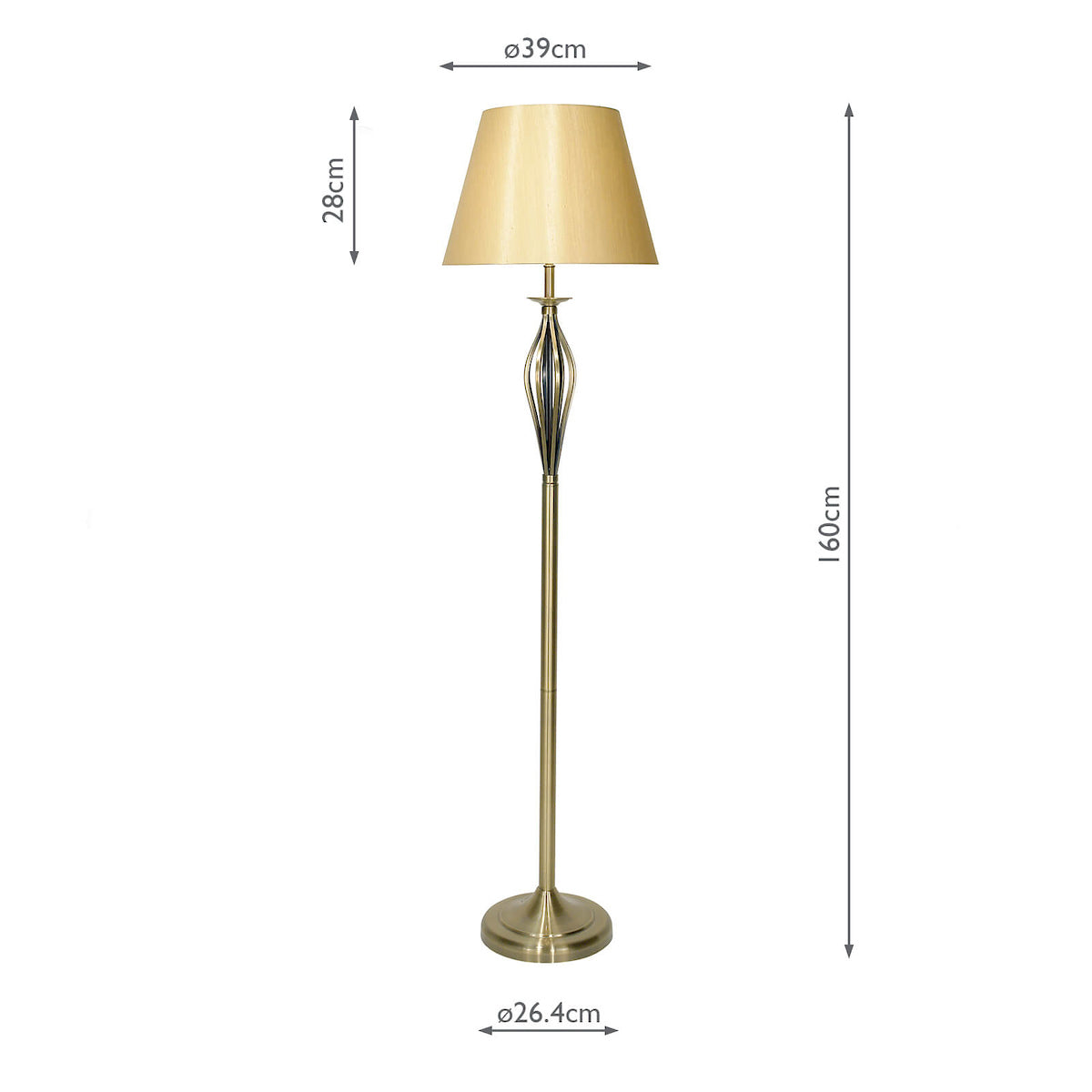 Bybliss Floor Lamp Antique Brass With Shade
