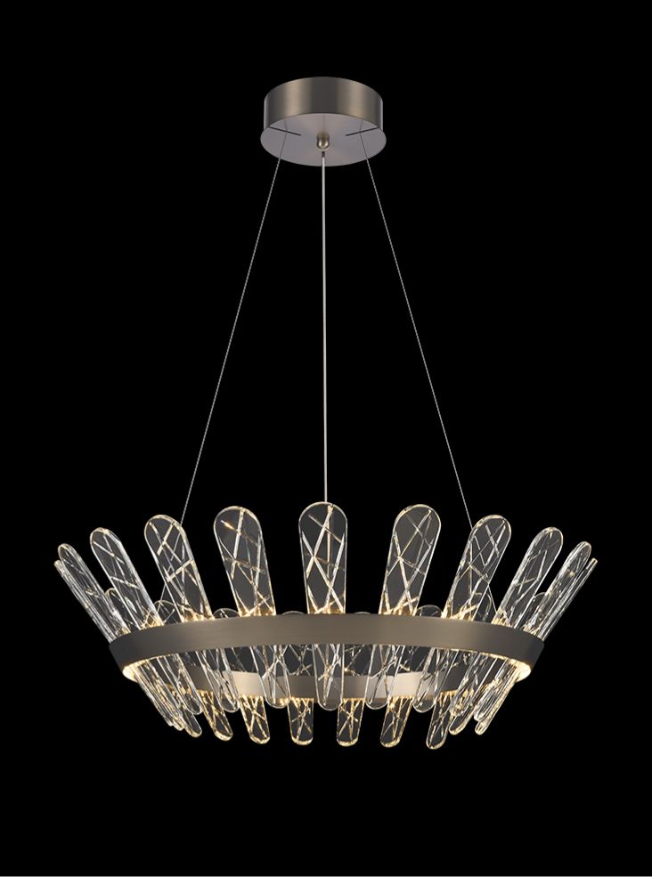 Franklite Beatrice LED Pendant Light Bronze Crystal Glass 750mm