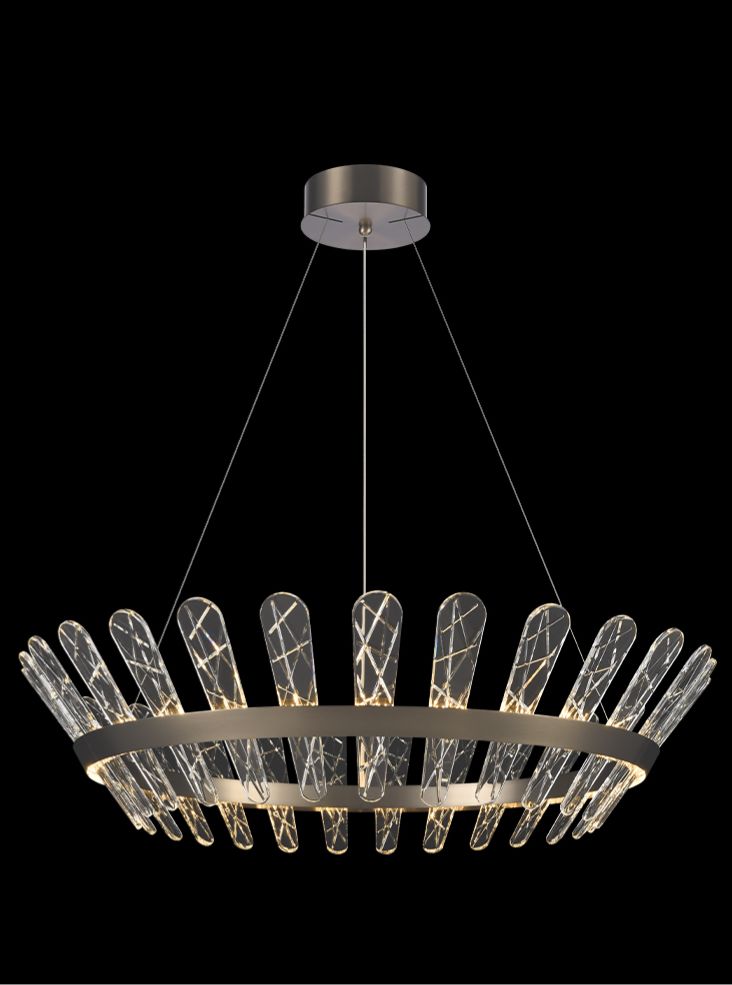 Franklite Beatrice LED Pendant Light Bronze Crystal Glass 950mm