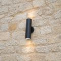 DAR Ortega Outdoor Wall Light 2 Light Matt Black GU10 IP65