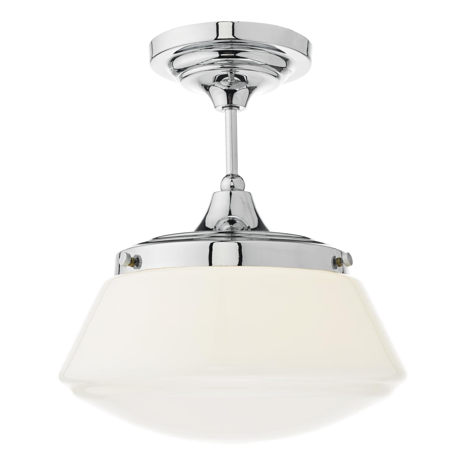 Caden Bathroom Semi Flush Polished Chrome Opal Glass IP44