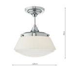 Caden Bathroom Semi Flush Polished Chrome Opal Glass IP44