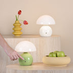Caesar Rechargeable Table Lamp Green and Opal Glass LED