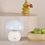Caesar Rechargeable Table Lamp White and Opal Glass LED