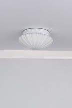 Cafe Bathroom Flush Scalloped Opal Glass IP44