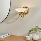 Cagney 1-Light Antique Brass Wall Sconce: White Glass & Dimmer Switch Compatible