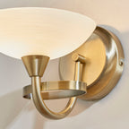 Cagney 1-Light Antique Brass Wall Sconce: White Glass & Dimmer Switch Compatible