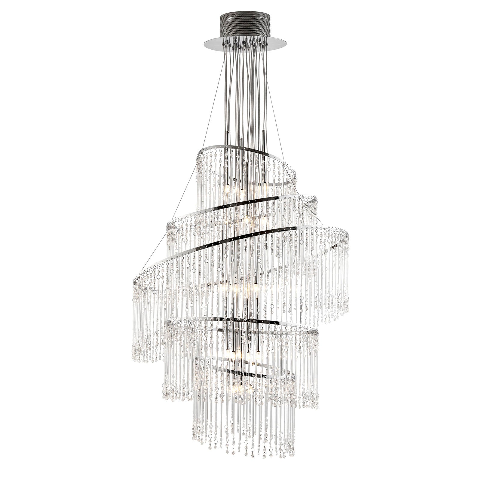 Camille 24-Light Chandelier: Glass Rod & Bead Cascade