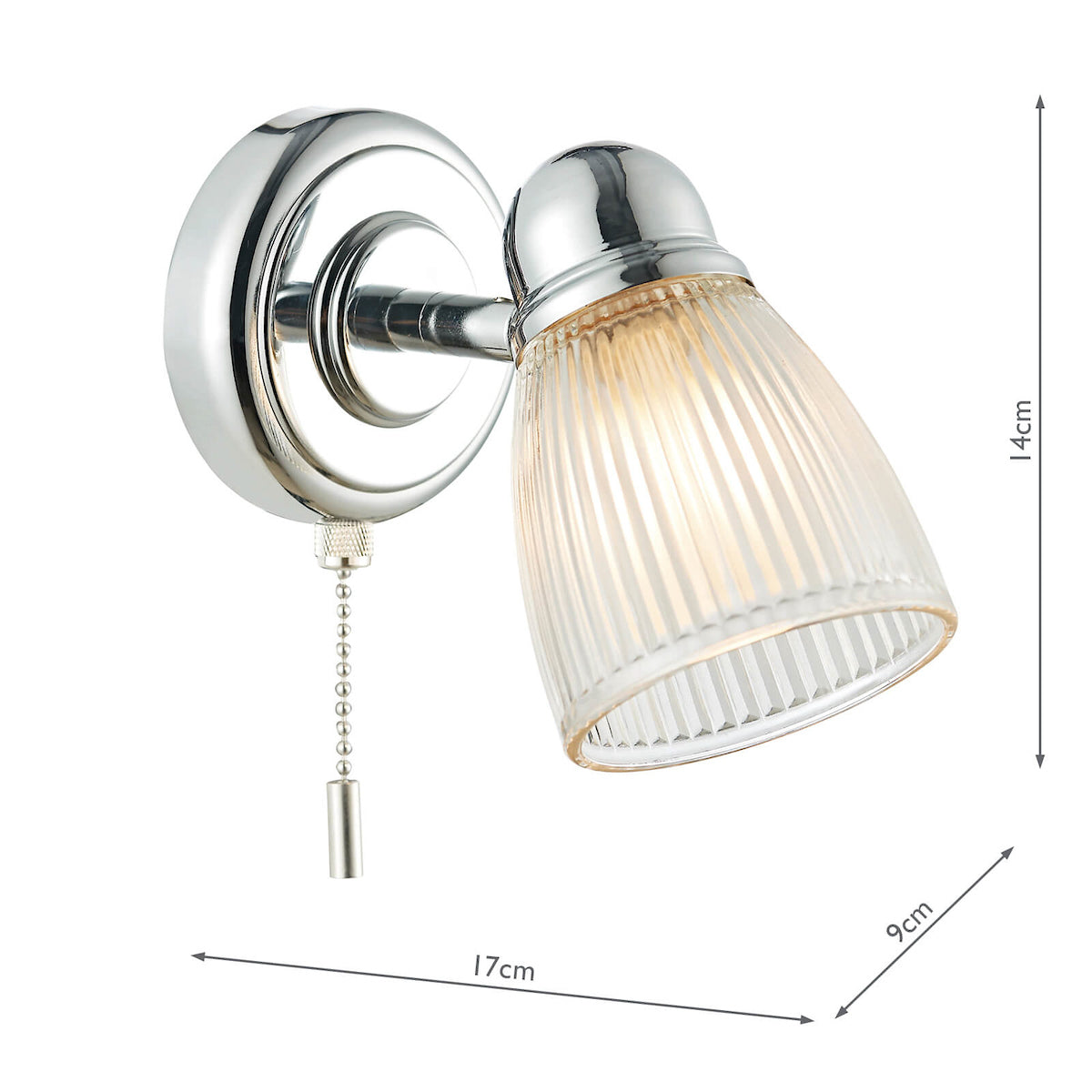 Cedric Bathroom Single Wall Spotlight Polished Chrome Glass IP44