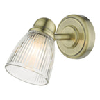 Cedric Bathroom Single Wall Spotlight Antique Brass Glass IP44