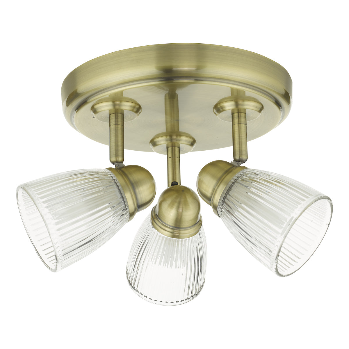 Cedric Bathroom 3 Light Spotlight Antique Brass Glass IP44