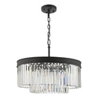 DAR Celeus 6 Light Chandelier Matt Black Crystal 60cm