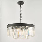 DAR Celeus 6 Light Chandelier Matt Black Crystal 60cm