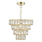 Cerys 1 Light 4 Tier Pendant Crystal & Gold