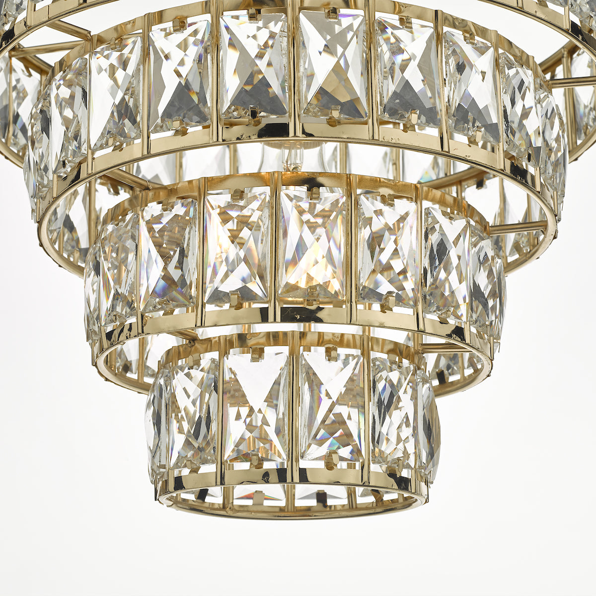 Cerys Single Pendant Polished Gold and Crystal