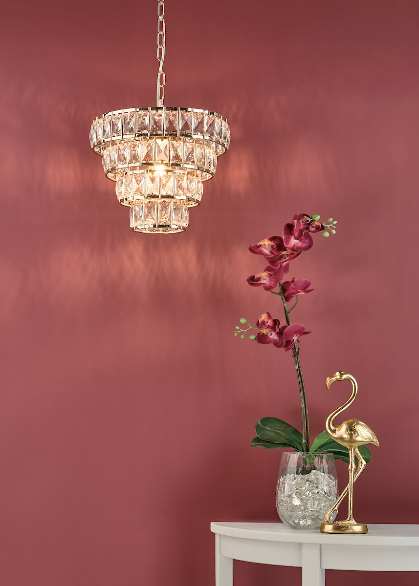 Cerys Single Pendant Polished Gold and Crystal