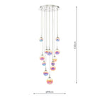 Cesario 12 Light Cluster Pendant Polished Chrome Iridised Glass LED